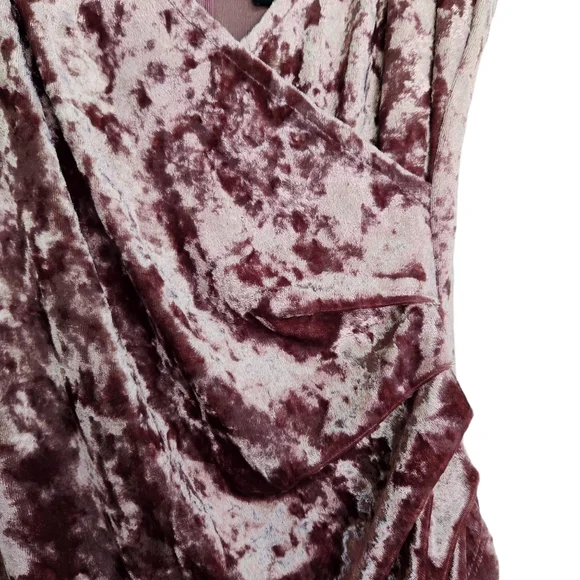 NWT DAF House Asymmetric Velvet Wrap Style Mini Dress - Mauve - Picture 4 of 10